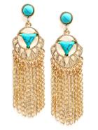 Shein Turquoise Inlay Chain Tassel Earrings