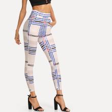 Shein Slant Pocket Detail Plaid Leggings