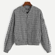Shein Pearl Detail O-ring Zip Up Jacket