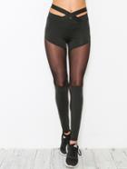 Shein Active Mesh Paneled Criss Cross Detail Leggings