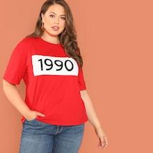 Shein Plus Number Print T-shirt