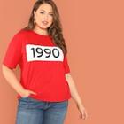Shein Plus Number Print T-shirt
