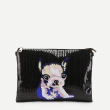Shein Dog Pattern Sequin Bag