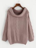 Shein Foldover Neck Cable Knit Sweater