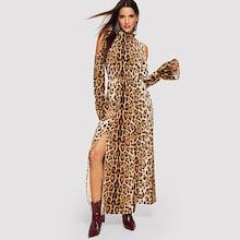 Shein Open Shoulder Leopard Print Dress