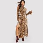 Shein Open Shoulder Leopard Print Dress