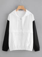 Shein Contrast Sleeve Zip Detail Top
