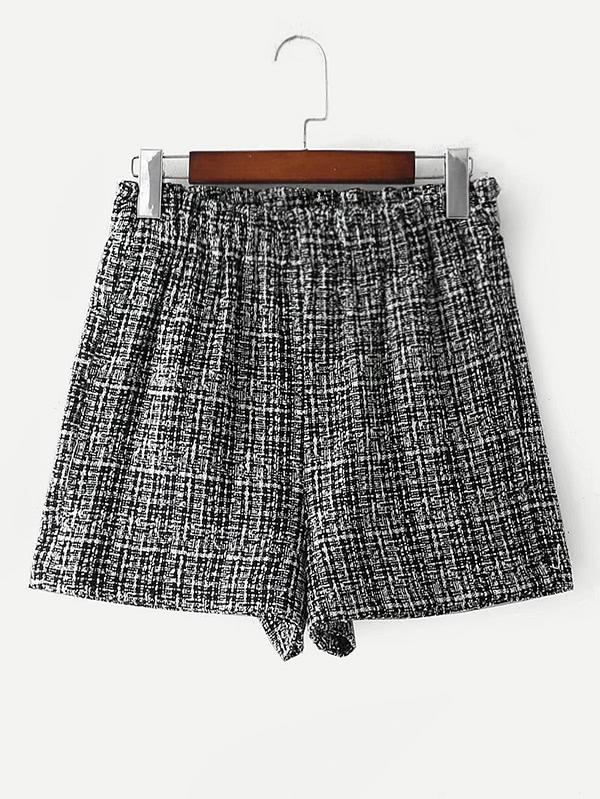 Shein Elastic Waist Tweed Shorts