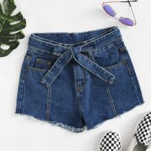 Shein Bow Tie Waist Denim Shorts