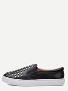 Shein Black Faux Leather Studded Rubber Sole Flats
