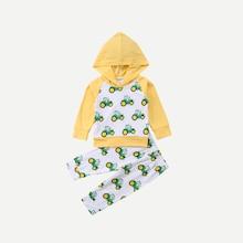 Shein Toddler Boys Contrast Raglan Sleeve Hoodie With Pants
