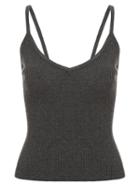 Shein V-neck Ribbed Cami Top - Dark Grey