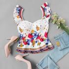 Shein Ruffle Strap Floral Top