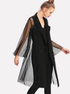 Shein Dot Mesh Back Double Breasted Coat