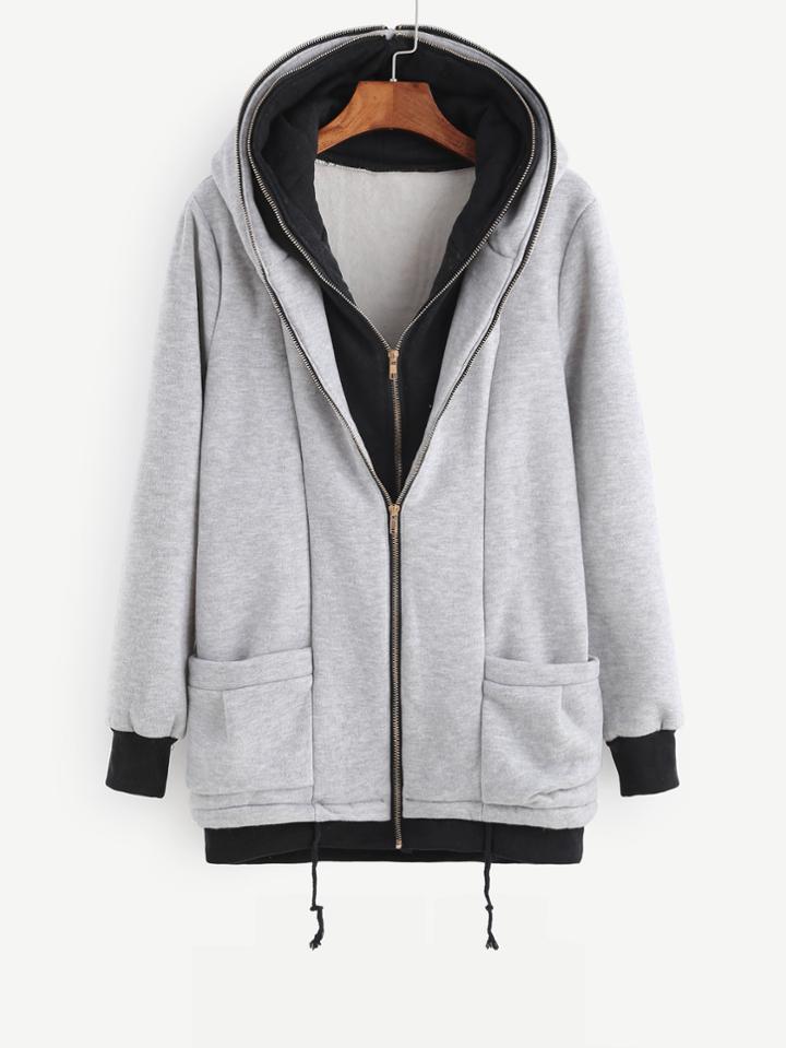 Shein Grey Contrast Trim 2 In 1 Sweatshirt