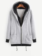 Shein Grey Contrast Trim 2 In 1 Sweatshirt