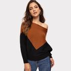Shein Two-tone Batwing Sleeve Sweater