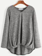Shein Heather Grey V Neck High Low T-shirt