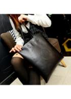 Rosewe Modern Pu Open Black Embossed Handbag
