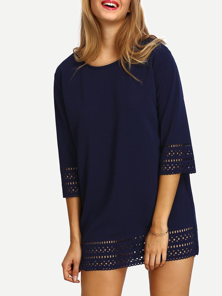 Shein Plain Cutout Tunic Dress