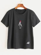 Shein Gesture Embroidered T-shirt