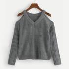 Shein Open-shoulder Solid Sweater