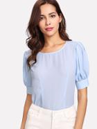Shein Zip Side Puff Sleeve Top