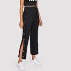 Shein Snap Button Slit Side Wide Leg Pants