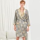 Shein Men Geo Print Satin Robe With Shorts