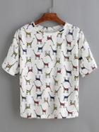 Shein White Giraffe Print T-shirt