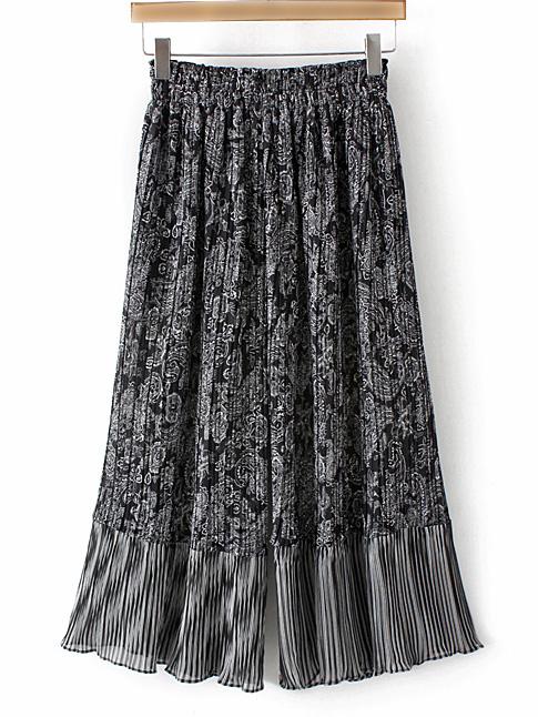 Shein Black Printed Ruffle Wide Leg Pants