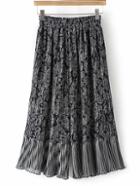 Shein Black Printed Ruffle Wide Leg Pants