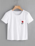 Shein Rose Patch Pocket Tee