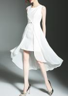 Shein Beading Contrast Chiffon Asymmetric Dress