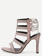 Shein Apricot Rhinestone Encrusted Lace-up Sandals