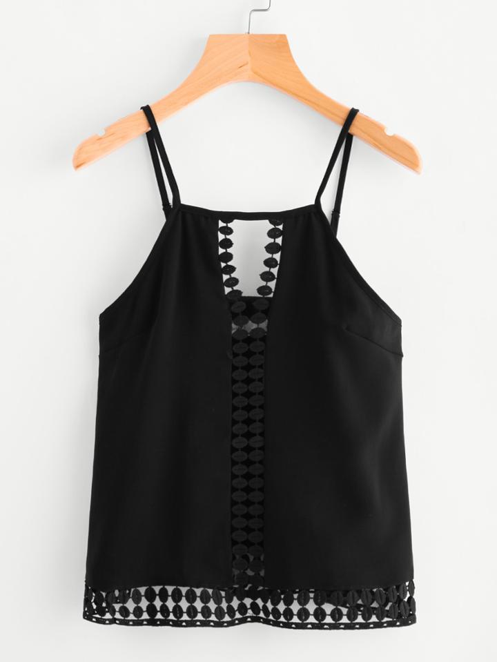 Shein Hollow Crochet Lace Panel Cami Top