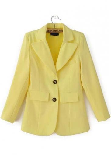 Rosewe Catching Yellow Long Sleeve Button Closure Woman Blazer