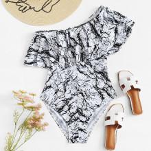 Shein Plus One Shoulder Flounce Swimsuit