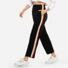 Shein Velvet Contrast Colourful Tape Side Pants