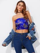 Shein Satin Embroidered Bandeau Top