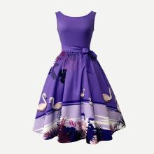 Shein Graphic Print Knot Side Dress