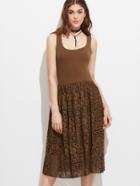 Shein Brown Contrast Lace Combo Dress