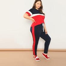 Shein Plus Color Block Tee & Pants Set
