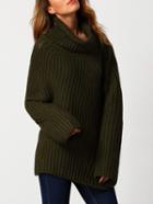 Shein Army Green Turtleneck Long Sleeve Loose Sweater