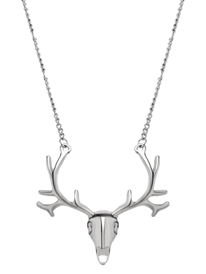 Shein Silver Deer Head Statement Necklace