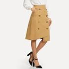 Shein Solid Button Front Asymmetrical Hem Skirt