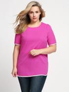 Shein Plus Size Contrast Trim Top - Hot Pink