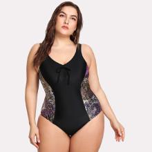 Shein Plus Lace Up Back Swimsuit