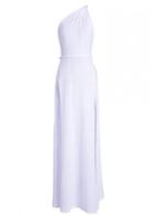 Rosewe Chic One Shoulder Open Back White Maxi Dress