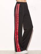 Shein Black Side Striped Zip Pocket Wide Leg Pants
